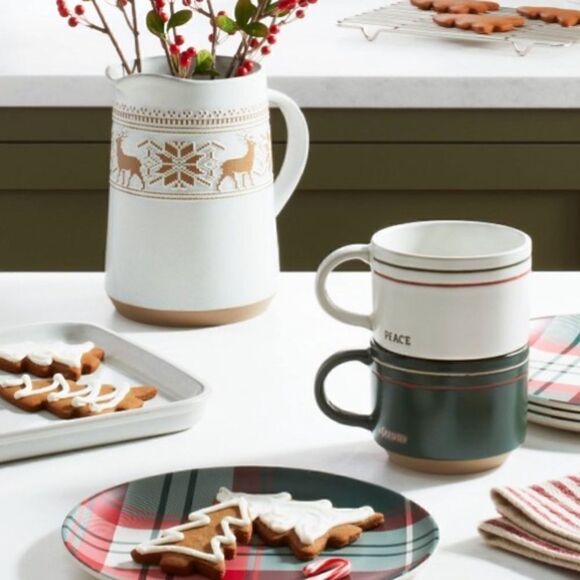 Hearth &  Hand Magnolia  Ceramic Christmas striped (Peace) Coffee Mug - Picture 3 of 6